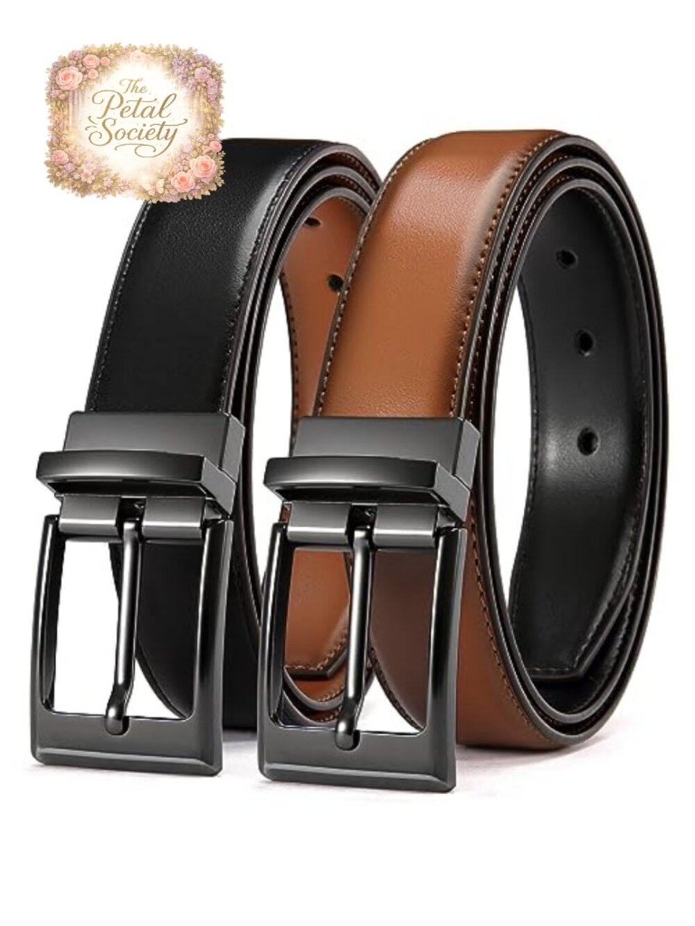Genuine Leather Reversible Dress Belt Men 1.25" Adjustable